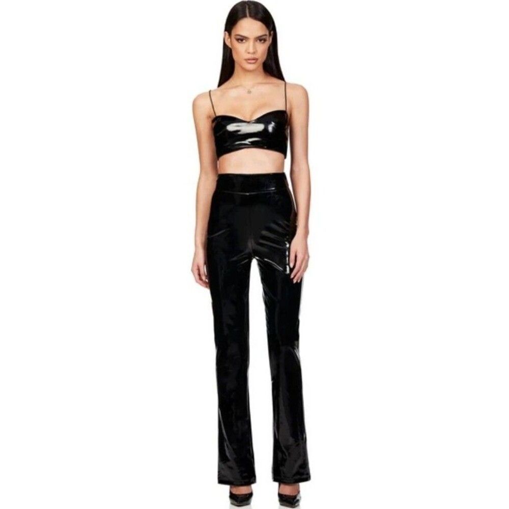 NWT NOOKIE REVOLVE Black Patent Leather Pants Party Club XS